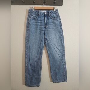 Zara High Rise Straight Leg Blue Denim Jeans